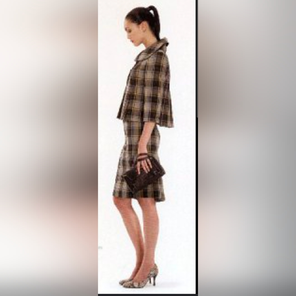 Worn 2x Black and White Plaid Women's Jacket and skirt